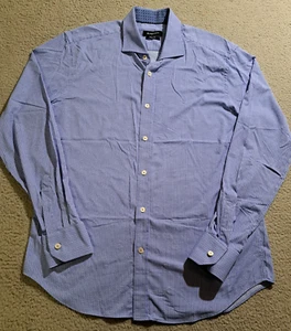 BUGATCHI Men's BlueShaped Fit Flip Cuff Button Up Long Sleeve Shirt / Size Large - Picture 1 of 11