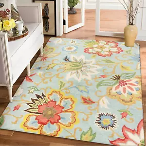 Machine Washable Floral Living Room Rug - 5X7 Area Rugs for Bedroom Non-Slip Lar - Picture 1 of 7