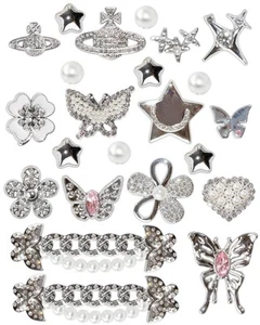 Silver bling Shoe Charms for Girls Pearl Flower Shoe Charm Luxury Designer Ch... - Picture 1 of 7