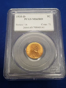 1935 D PCGS MS65RD Lincoln Wheat Cent 1c - Picture 1 of 2