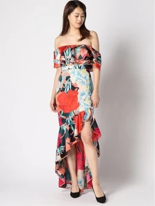 MARCIANO Womens Coral Overlay Flutter Sleeve Off Shoulder Party Crop Top XS - Picture 1 of 3