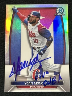 2023 Bowman Chrome Signed Yoán Moncada WBC Flag Refractor /499 Cuba Auto Card Foto 1 de 2