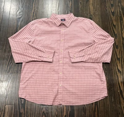 Camisa masculina xadrez algodão rosa 3XL com botões Untuckit  - Imagem 1 de 4