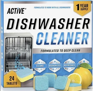 Dishwasher Cleaner And Deodorizer Tablets 24 Pack Deep Cleaning New Sealed - Picture 1 of 5