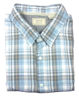 NEW MEN'S 2XL ARROW SHORT SLEEVE 100% COTTON PLAID SHIRT - NEW WITH TAGS - Image 1 of 3