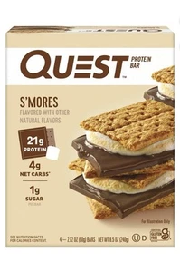 🟣 New QUEST S’mores Marshmallow Chocolate 20g Protein Carbs Bar 8.5oz (1 Box) - Picture 1 of 2