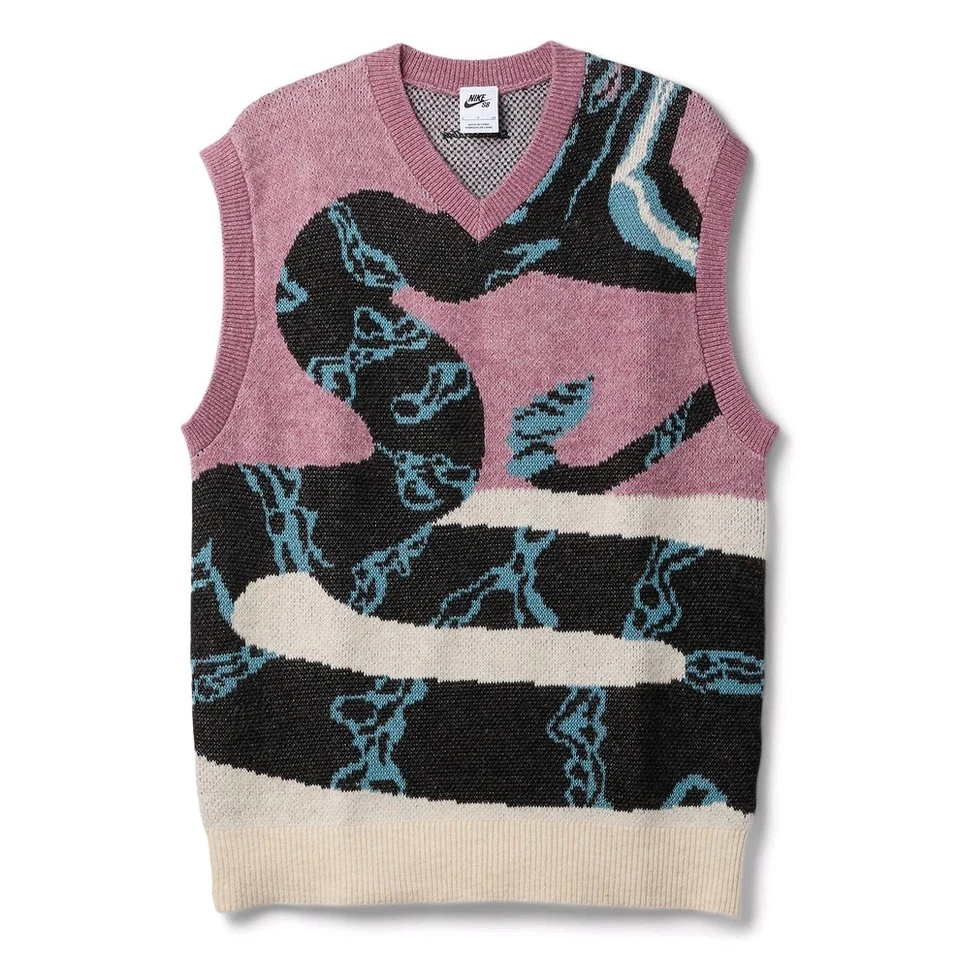 Nike SB Unisex Sweater Vest FV7391-523 Plum Dust/Light Orewood Brown/Black L