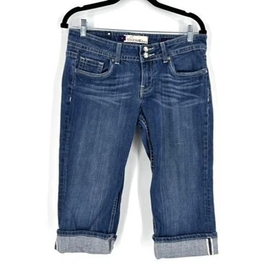 Vigoss Women's Mid-Rise Cuffed Fit Capri Jeans Blue Denim Medium Wash Size 9 - Image 1 of 4