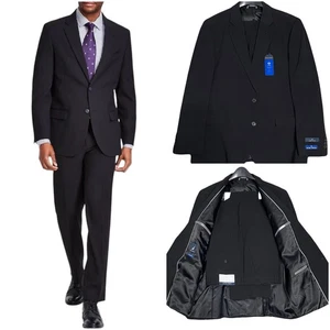 Nautica Mens Modern fit 2 Piece Suit 44R Jacket 38/32 Waist Black Stretch New - Picture 1 of 12