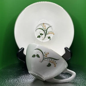 Edwin Knowles Forsythia Gold Rimmed Cup Saucer VINTAGE 1947 - Picture 1 of 4