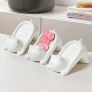 Self Draining ABS Cat Soap Dish Non Slip Animal Design for Bathroom Sink - Picture 1 of 8