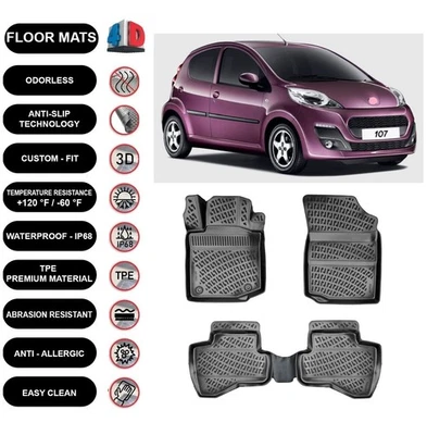 Alfombrillas forro para Peugeot 107 (2005-2014) impermeables moldeadas 4d 4 un. Foto 1 de 4