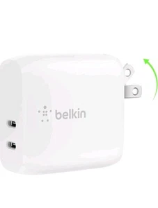 Belkin BoostCharge (20W) Double USB-C avec (40W) Chargeur Mural Autonome Neuf Ouvert - Photo 1 sur 10