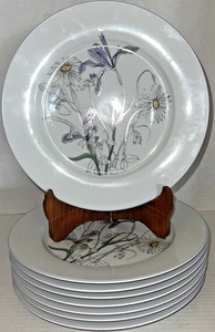 8 Block Spal Watercolors Hillside Goertzen Dinner Plates Floral - Picture 1 of 6
