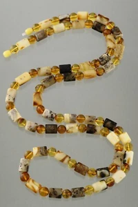 Original BALTIC AMBER Unisex weißer Zylinder runde lange Halskette 71g 44" 230627-9 - Bild 1 von 6