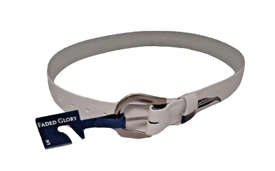 White Synthetic Leather Dress & Jeans Belt  Women's Size Large Fits Waist 37-39" - Image 1 of 4