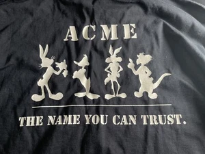 1991 ACME WB Warner Bros Mens XL Black Long Sleeve Cotton T-Shirt Bugs Daffy - Picture 1 of 24