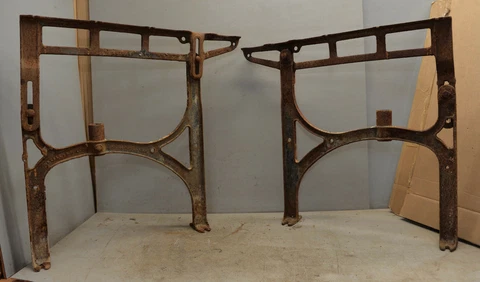 2 antique adjustable drafting farm table desk legs cast iron collectible lot Cover