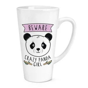 Beware Crazy Panda Girl 17oz Large Latte Mug Cup - Funny Animal - Picture 1 of 1