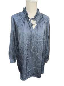 Carmen by Carmen Marc Valvo Top blau grau glänzend Größe L - Bild 1 von 11