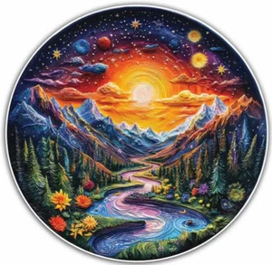 Himmlische Berge Holzpuzzle Runde Form Erwachsene Kind Klein/A5 39,99 $ Neu im Karton - Bild 1 von 3