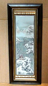 ANTIQUE 19C CHINESE PAINTING ON PORCELAIN PLAQUE DEPICTING A SNOW SCENE ,SIGNED - Picture 1 of 11