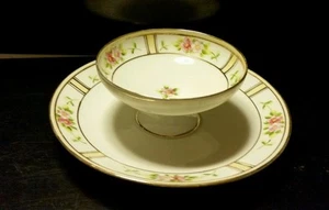 Vtg Tea Room Serving Dish Nippon Spread Jam Cracker Pink Wildflowers - Picture 1 of 8