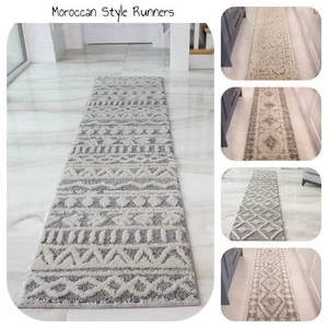 Grey Hallway Runners Long Hall Boucle Runner Rugs Scandi Style Rug 60cm x 240cm - Picture 1 of 45