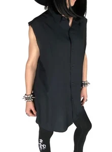 WIDOW Blk Unisex Goth Gothic Punk Rock Witch Vampire Metal Emo Vest Shirt Tunic - Imagen 1 de 5