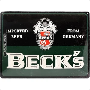 Vintage Style Retro Heavy Embossed Metal Plaque/Tin Sign - Beck's German Beer - Picture 1 of 3