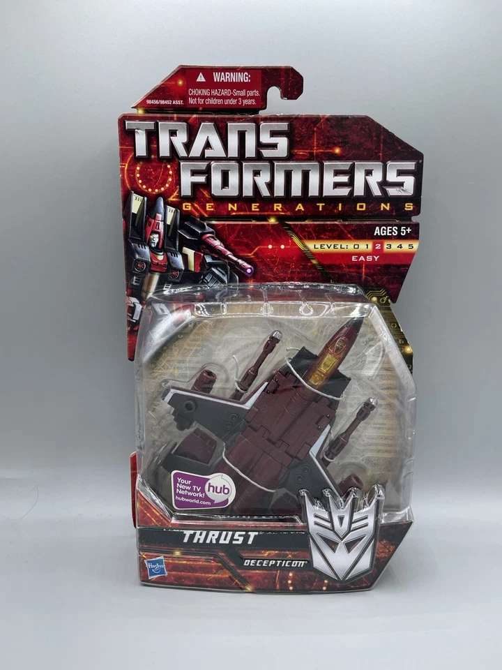 Hasbro Year 2009 Transformers Generations Series Deluxe Class 6 Inch Tall Robot - Decepticon THRUST with Twin Cannon Missile Launchers with 2 Missiles Vehicle Mode: Fighter Jet Action Figure