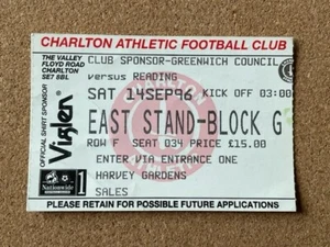 Boleto de partido división 1 Charlton Athletic 1996/97 lectura 14-09-1996 división - Imagen 1 de 1