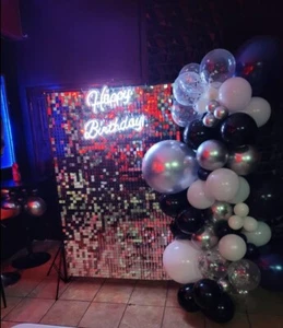 Sequin Shimmer Wall Backdrop, 24 Panels Silver For Parties Birthday Wedding - Picture 1 of 12