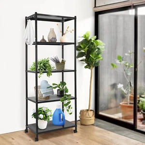 Adjustable Kitchen Storage Shelf With Wheels 5-tier Shelving Rack Storage Rack - Picture 1 of 22