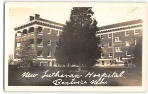 RPPC New Lutheran Hospital, Beatrice, Nebraska 1910s Antique Photo Postcard - Picture 1 of 2