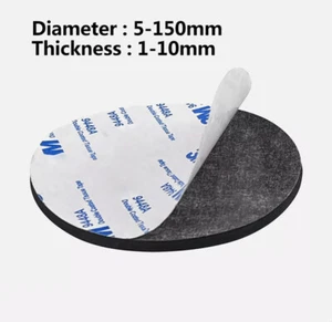 10x Solid Round Rubber Pad Disc Silicone Spacers 1mm-10mm Thick Adhesive Backing - Picture 1 of 2