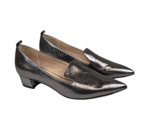 Franco Sarto Vianna Women's Size 9.5 M Silver Heels Loafer Shoes Animal Print - Picture 1 of 10