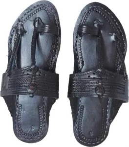 Mens Jesus sandal kolhapuri buffalo leather flat jutti KM65 fashion US size 7-11 - Picture 1 of 7