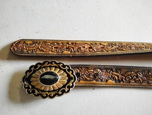 EMBOSSED WESTERN LEATHER BELT COWBOY RODEO CASUAL LEATHER BELT - Picture 1 of 2