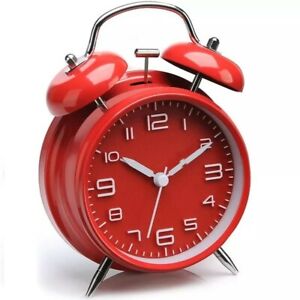 Super Loud Metal Alarm Clock with Twin Bell Backlight Analog Desk Table Clock