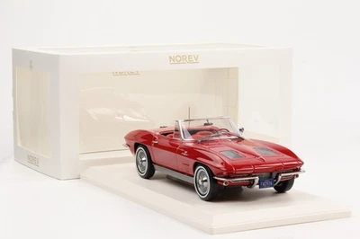 1:18 Norev Chevrolet Corvette Sting Ray Cabriolet 1963 Riverside Rosso Cappotta - Immagine 1 di 4