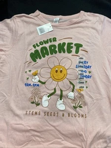 Girl/Teen Large Tshirt Flower Market Pink Short Sleeve - Picture 1 of 3