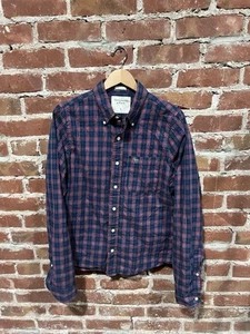 Abercrombie & Fitch Mens Blue Plaid Long Sleeve Button Up Muscle Shirt Size L - Picture 1 of 3