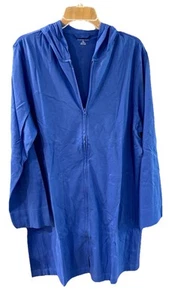 LANDS' END Zip Long Sleeve Sapphire Blue Hooded Jersey Jacket - XL NWT - Picture 1 of 5