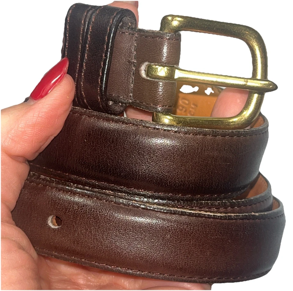 "Cinturón de cuero Coach marrón oscuro dorado hebilla de 1"" para hombre talla 36 alta calidad 34-38""" Foto 1 de 4