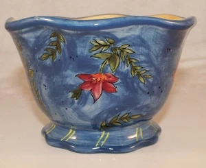 CERTIFIED INTERNATIONAL COUNTRY COLLAGE SUSAN WINGETS ROOSTER BOWL BLUE - Picture 1 of 3