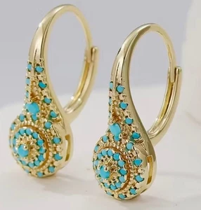 Ohrringe Synthetik Türkis Ohrringe - Türkis Träne Ohrhänger vergoldet - Bild 1 von 3