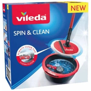 Vileda Spin & Clean Wischmopp Mikrofaser Schwarz und Rot - Bild 1 von 7