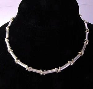 Vtg Sterling Silver X Necklace w/ Gold Washed Accent 16" Long Chain FAS Signed - Picture 1 of 4