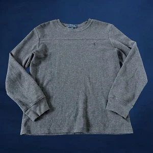 Boys Polo Ralph Lauren L 14-16 Gray Thermal Waffle Knit Shirt Long Sleeve Grey - Picture 1 of 13